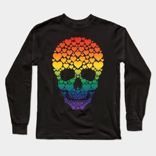 Rainbow Hearty Skull Long Sleeve T-Shirt